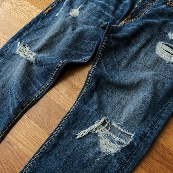 True Religion Men's Straight Jeans - Distressed Blue - Picture 3 of 10
